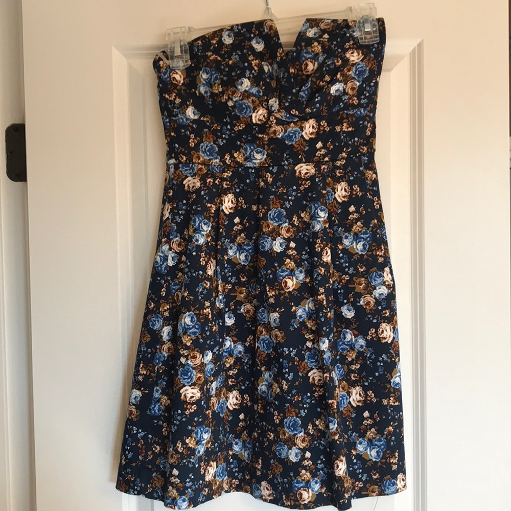 Strapless Floral Dress